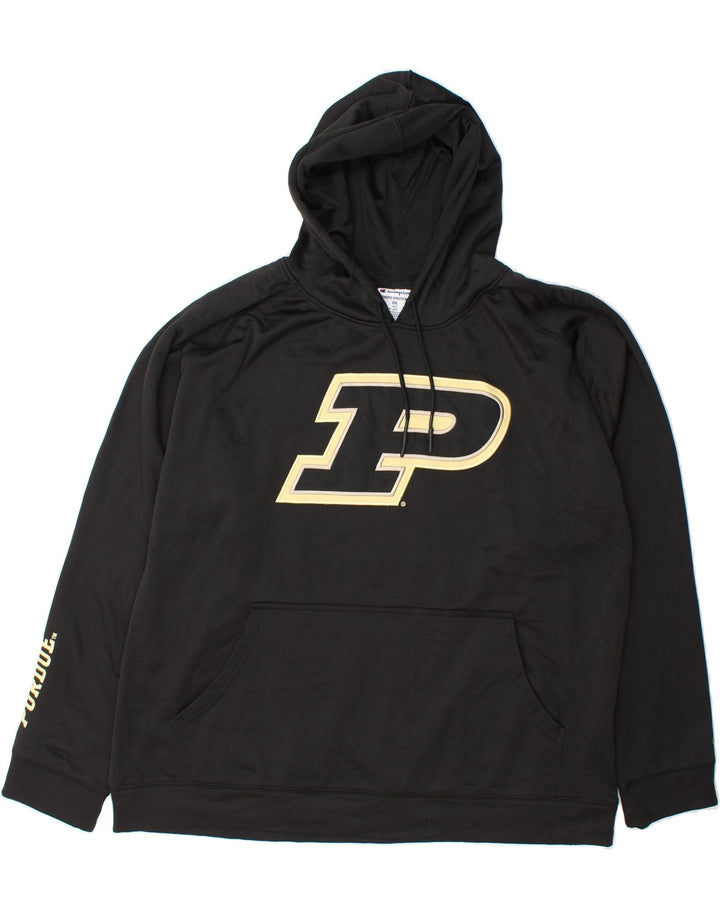 CHAMPION Mens Purdue Graphic Hoodie Jumper 2XL Black Polyester Vintage Champion and Second-Hand Champion from Messina Hembry 