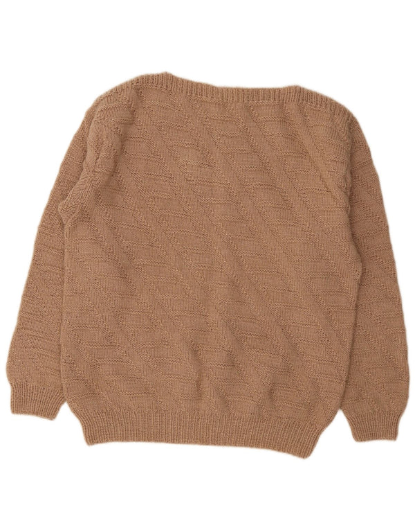 Vintage Womens Boat Neck Jumper Sweater UK 14 Large Brown