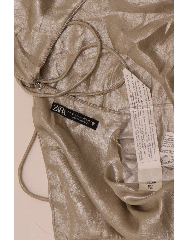 Zara ženska majica s halterima UK 18 XL zlatne boje od poliestera