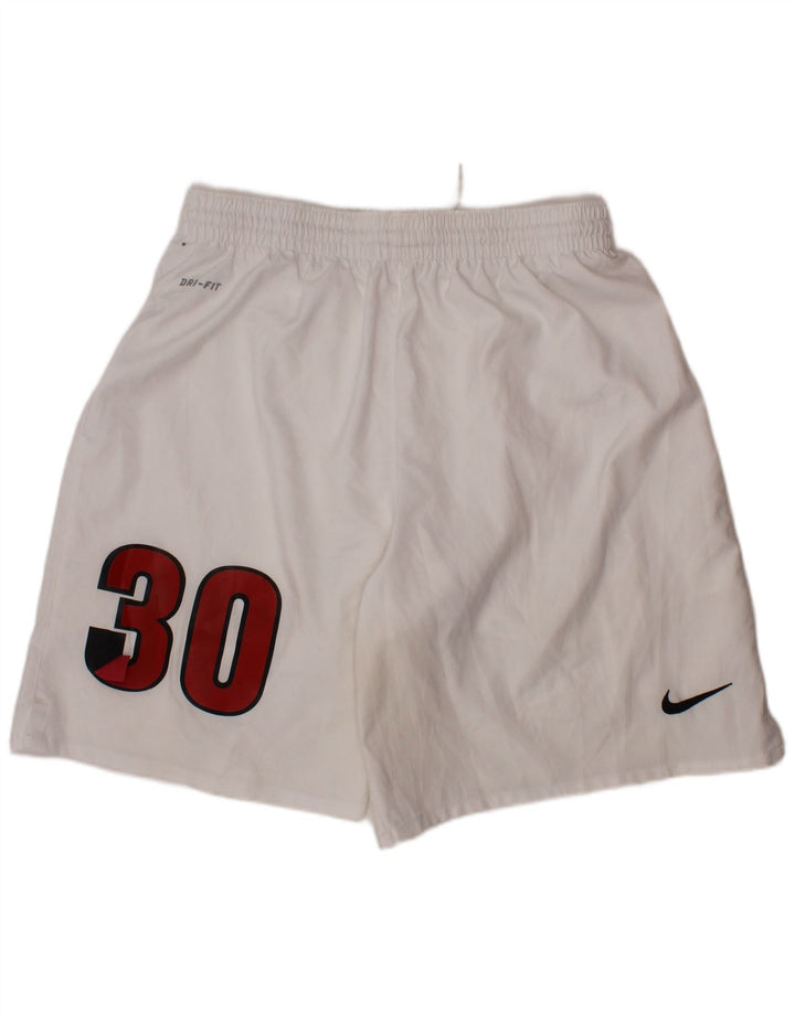 NIKE Boys Dri Fit Graphic Sport Shorts 12-13 Years Large White Poliester