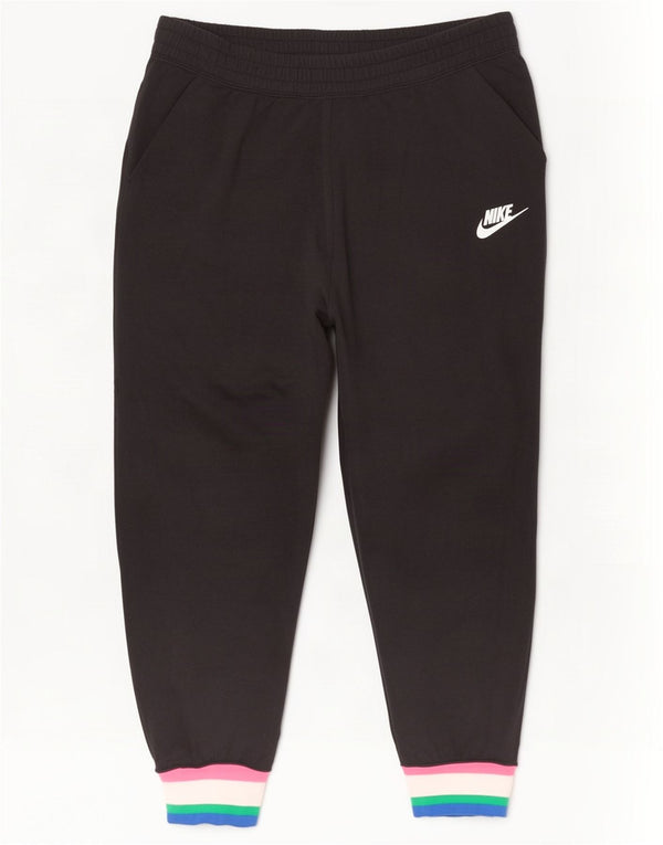 Nike Ženska trenirka Hlače Joggers UK 14 Large Black Colourblock Cotton