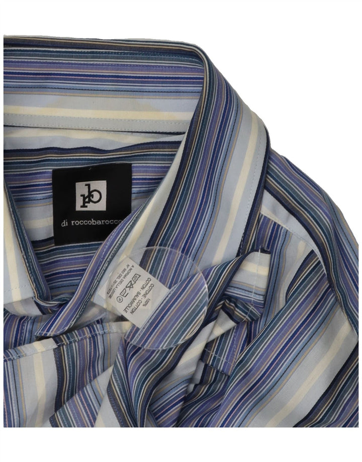 ROCCOBAROCCO Mens Shirt Size 41 Large Blue Striped Cotton Vintage Roccobarocco and Second-Hand Roccobarocco from Messina Hembry 