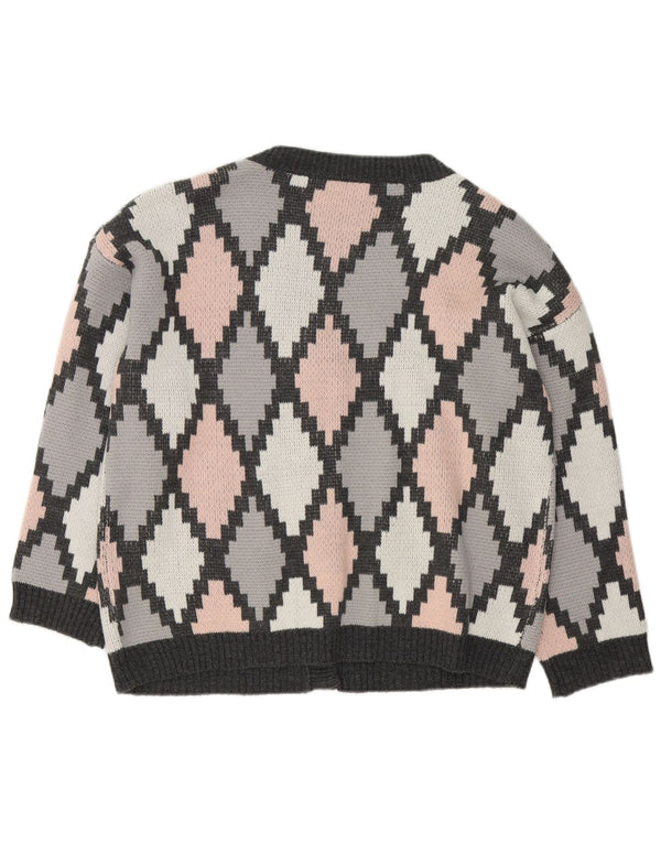 Shein ženski kardigan pulover UK 18 XL Sivi Argyle/Diamond Akril