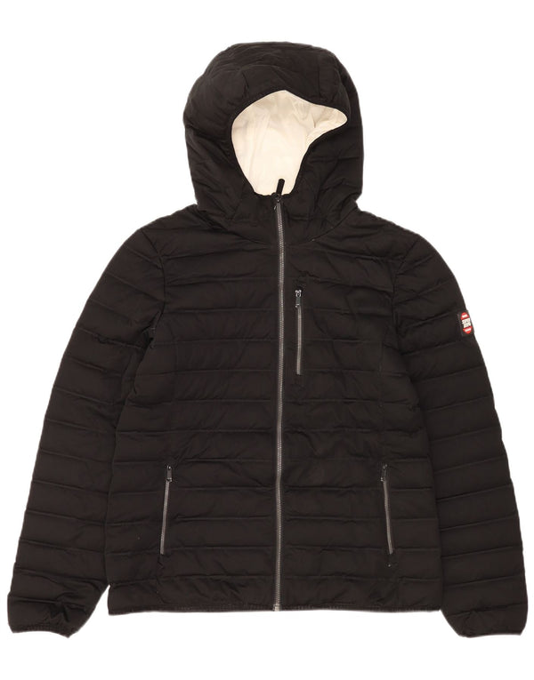 Superdry ženska podstavljena jakna s kapuljačom UK 14 veliki crni poliester