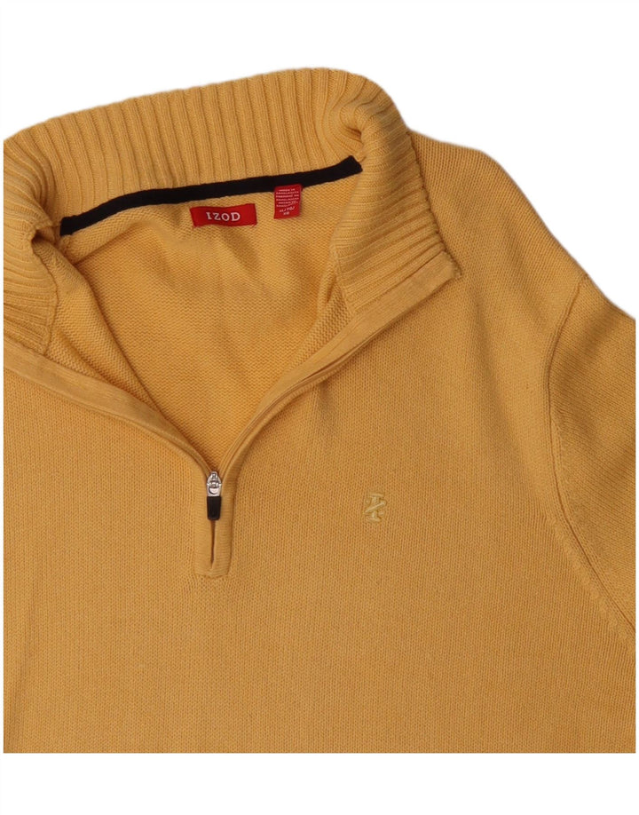 IZOD Mens Zip Neck Jumper Sweater XL Yellow Cotton