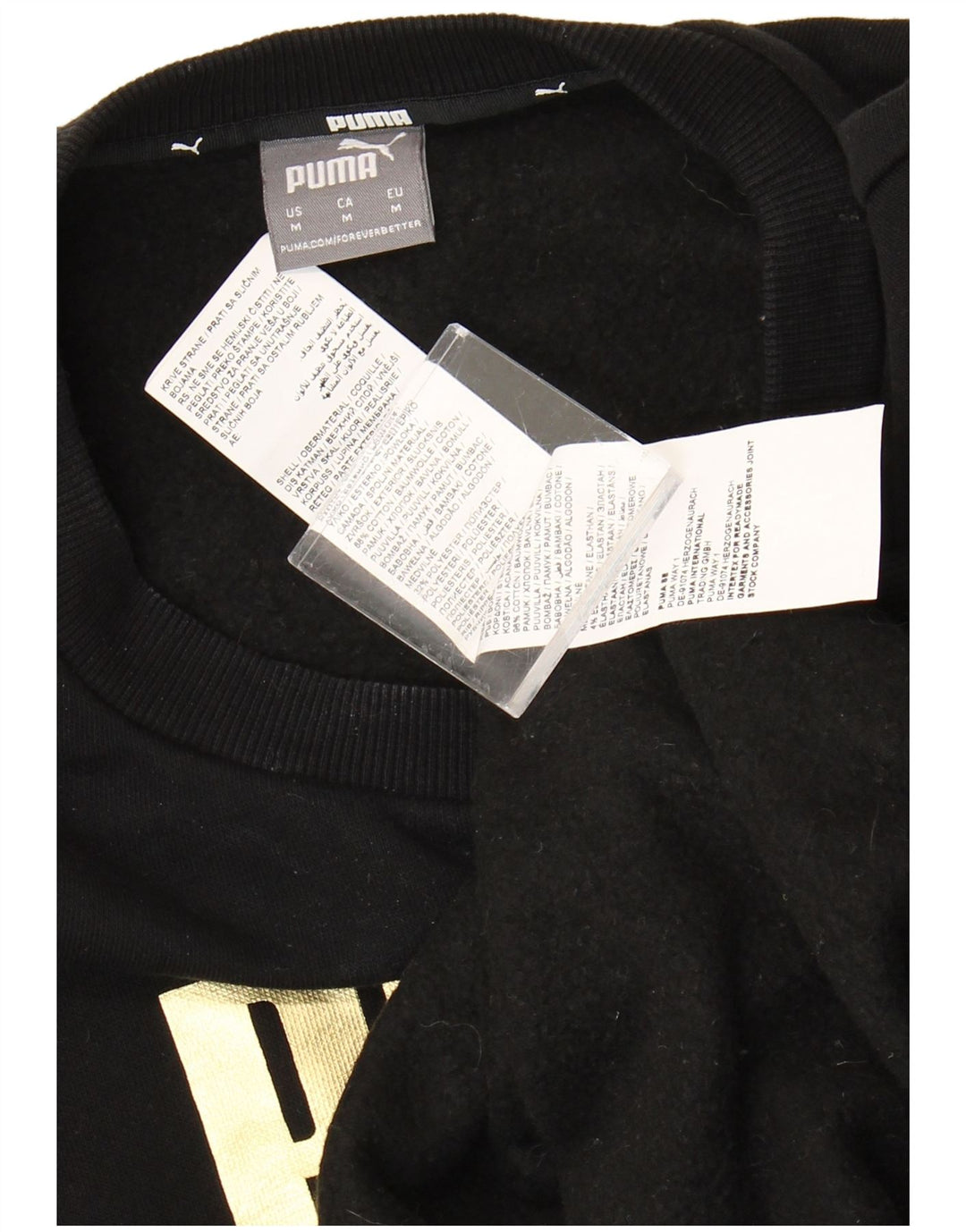 PUMA Womens Graphic Sweatshirt Jumper UK 14 Medium Black Cotton
