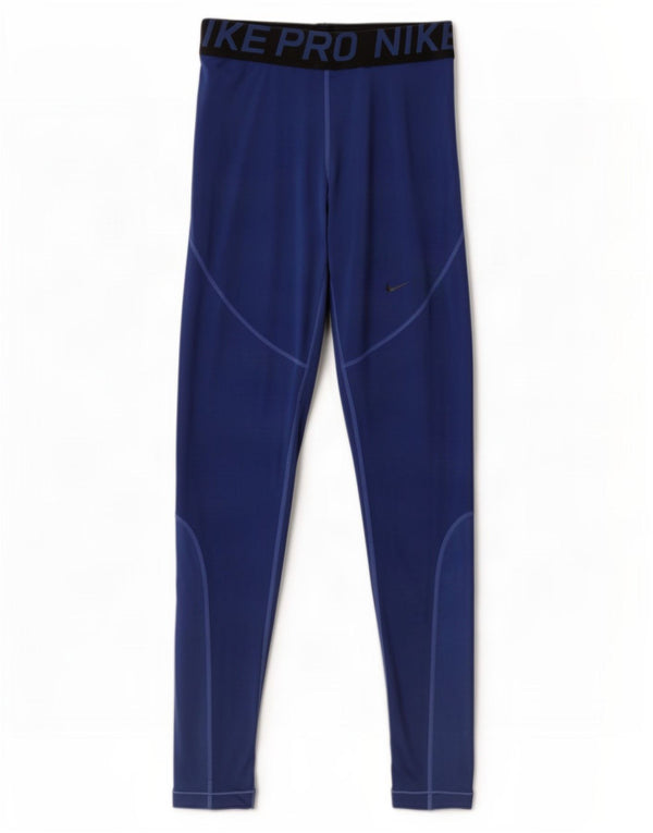 Nike Ženske Dri Fit Graphic Leggings UK 12 Medium Blue Colourblock
