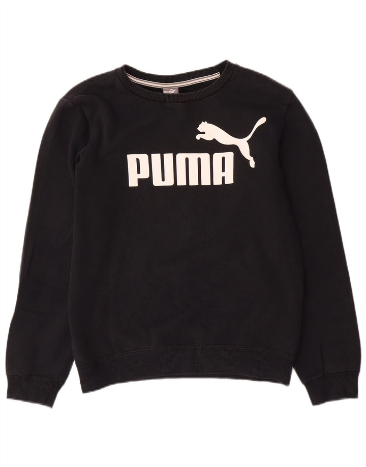 PUMA Ženski džemper s grafičkim motivima, 13-14 godina, crni pamuk