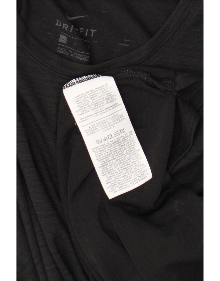 Nike Ženska Dri Fit Top majica dugih rukava UK 16 Veliki crni prugasti poliester