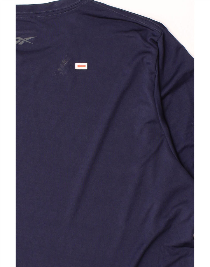 REEBOK Mens T-Shirt Top XL Navy Blue Polyester Vintage Reebok and Second-Hand Reebok from Messina Hembry 