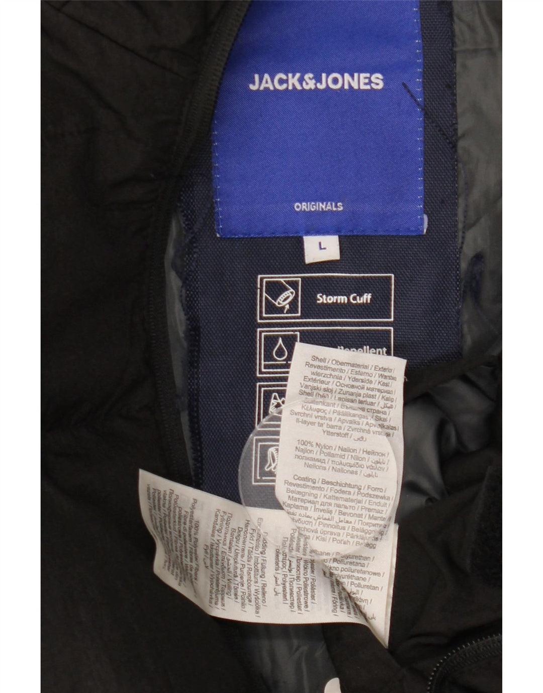 JACK & JONES Muška podstavljena jakna s kapuljačom UK 40 Veliki crni najlon