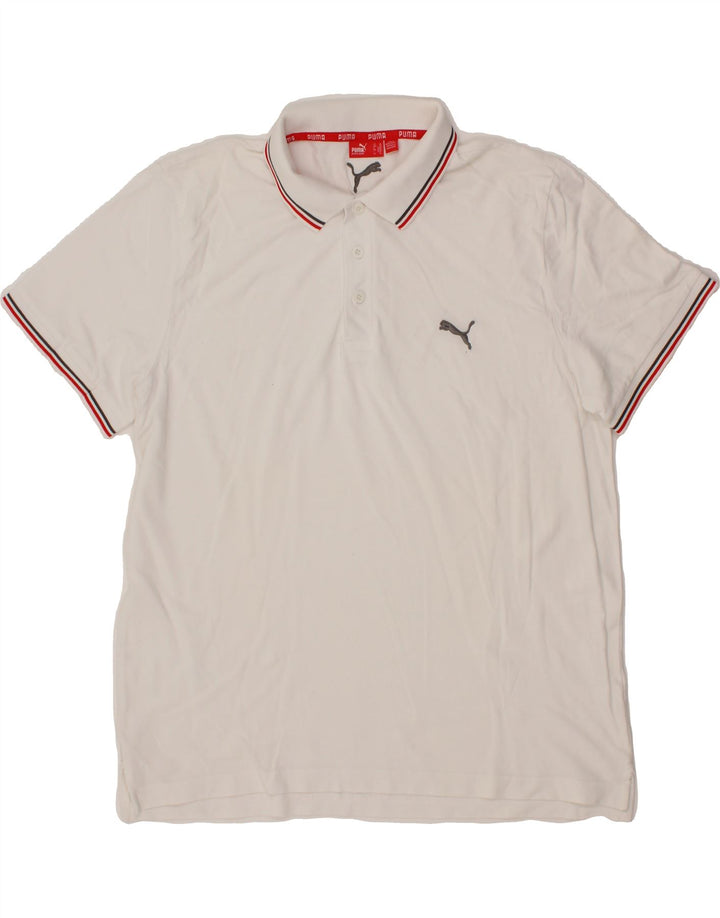 PUMA Mens Polo Shirt XL White Vintage Puma and Second-Hand Puma from Messina Hembry 