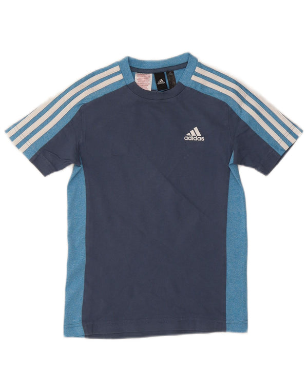 Adidas Boys Regular Graphic T-Shirt Top 9-10 Years Blue Colourblock Pamuk