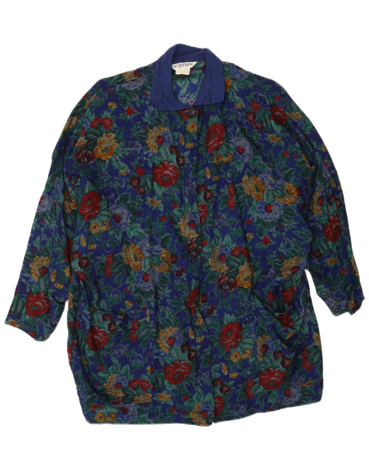 SPORTMAX Womens Oversized Longline Shirt Blouse UK 12 Medium  Blue Floral Vintage Sportmax and Second-Hand Sportmax from Messina Hembry 