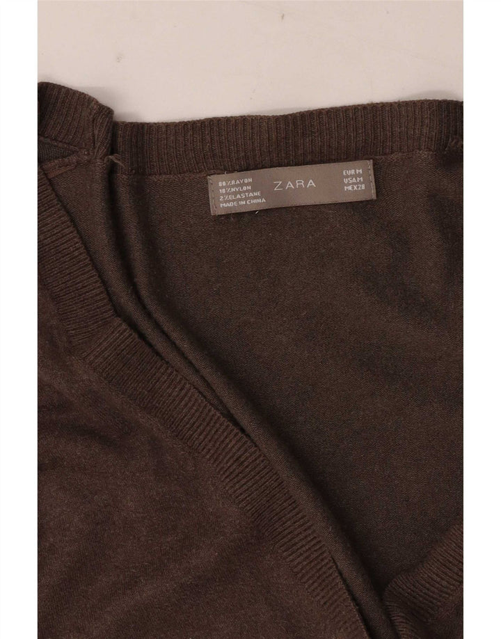 Zara ženski kardigan pulover UK 12 Srednje smeđa svila