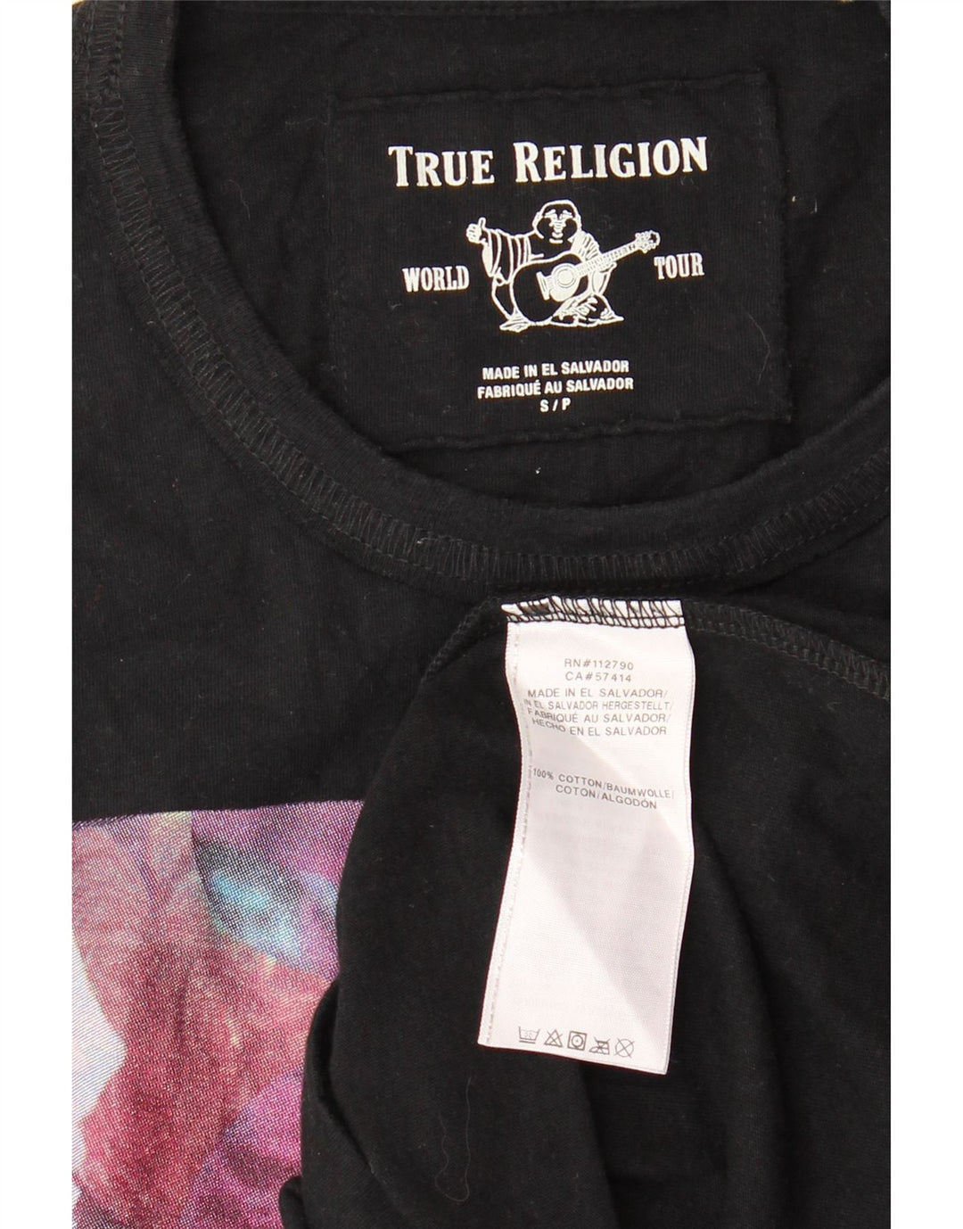 TRUE RELIGION Muška majica kratkih rukava s grafičkim motivima Mala crna pamučna cvjetna majica