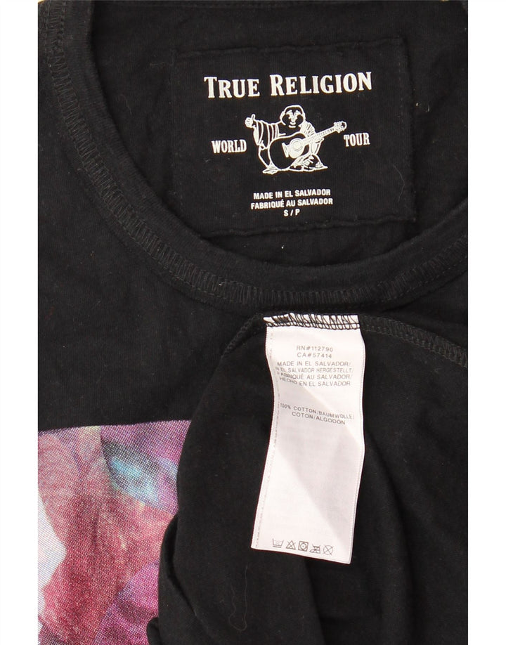 TRUE RELIGION Muška majica kratkih rukava s grafičkim motivima Mala crna pamučna cvjetna majica