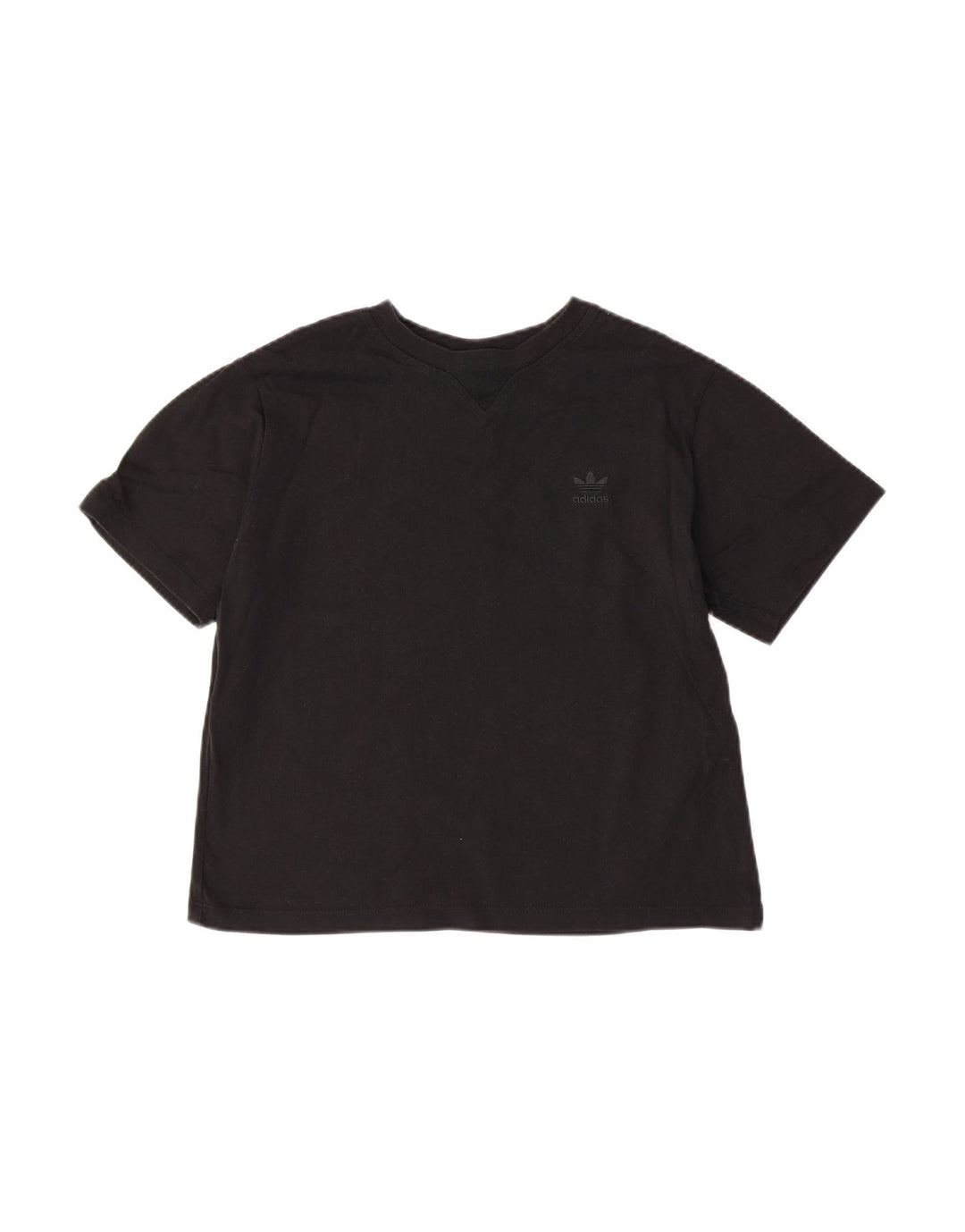 ADIDAS Womens Crop T-Shirt Top UK 12 Medium Black