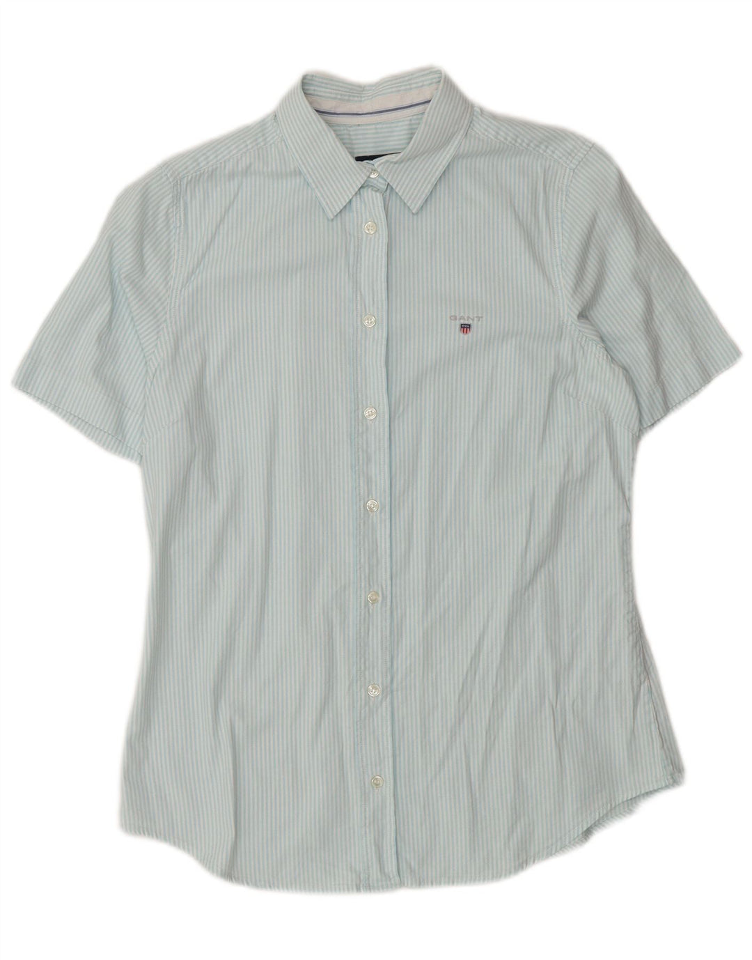 GANT ženska košulja kratkih rukava UK 12 pamuk srednje plave pruge