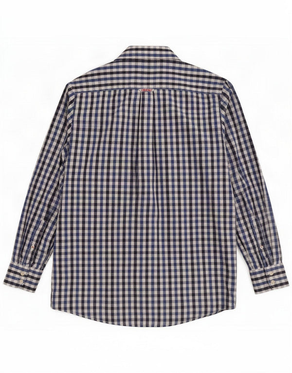 Crew Clothing Mens Shirt Large Blue Gingham Cotton