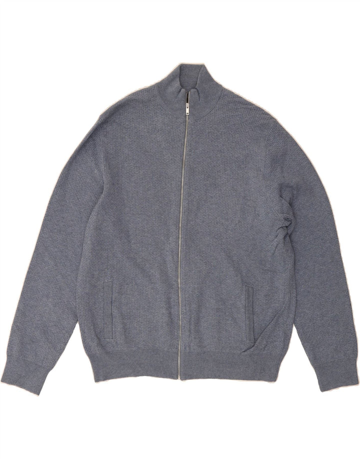 MARKS & SPENCER Mens Cardigan Sweater XL Navy Blue Cotton Vintage Marks & Spencer and Second-Hand Marks & Spencer from Messina Hembry 