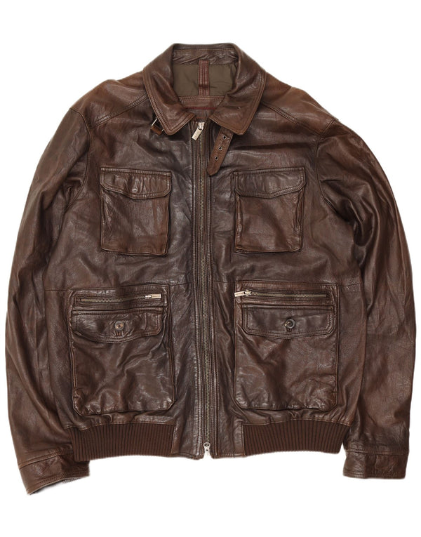 Massimo Dutti muška kožna pomoćna jakna UK 44 2XL smeđa