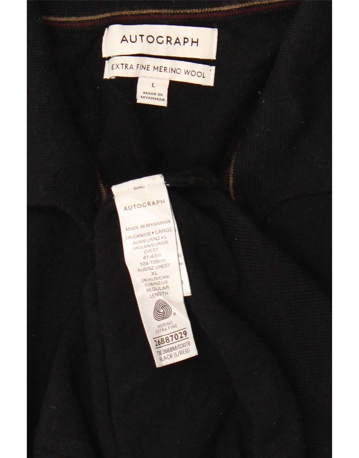 Marks & Spencer muški pulover s autogramom s polo izrezom, veliki crni