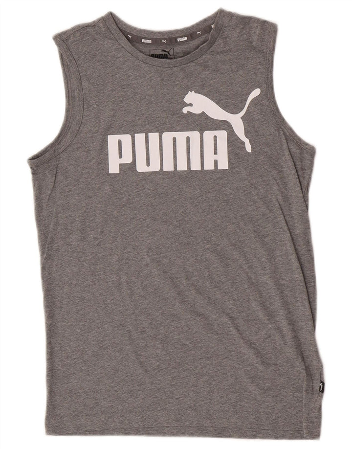 Puma Boys Graphic Vest Top 13-14 Years Gray Flected