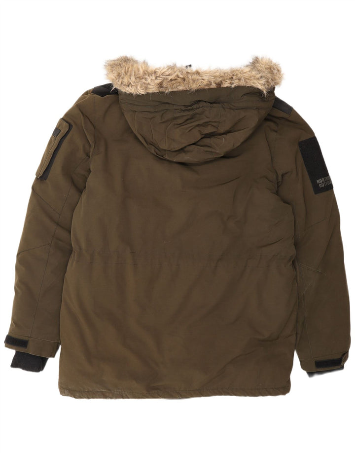 Smog muška parka jakna s kapuljačom UK 42 XL kaki poliester