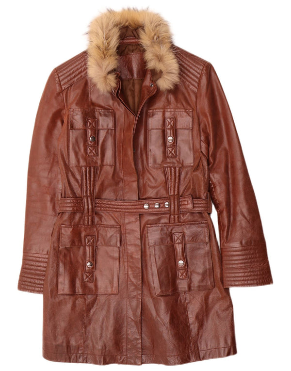 Vintage ženski kožni kaput UK 10 Small Brown