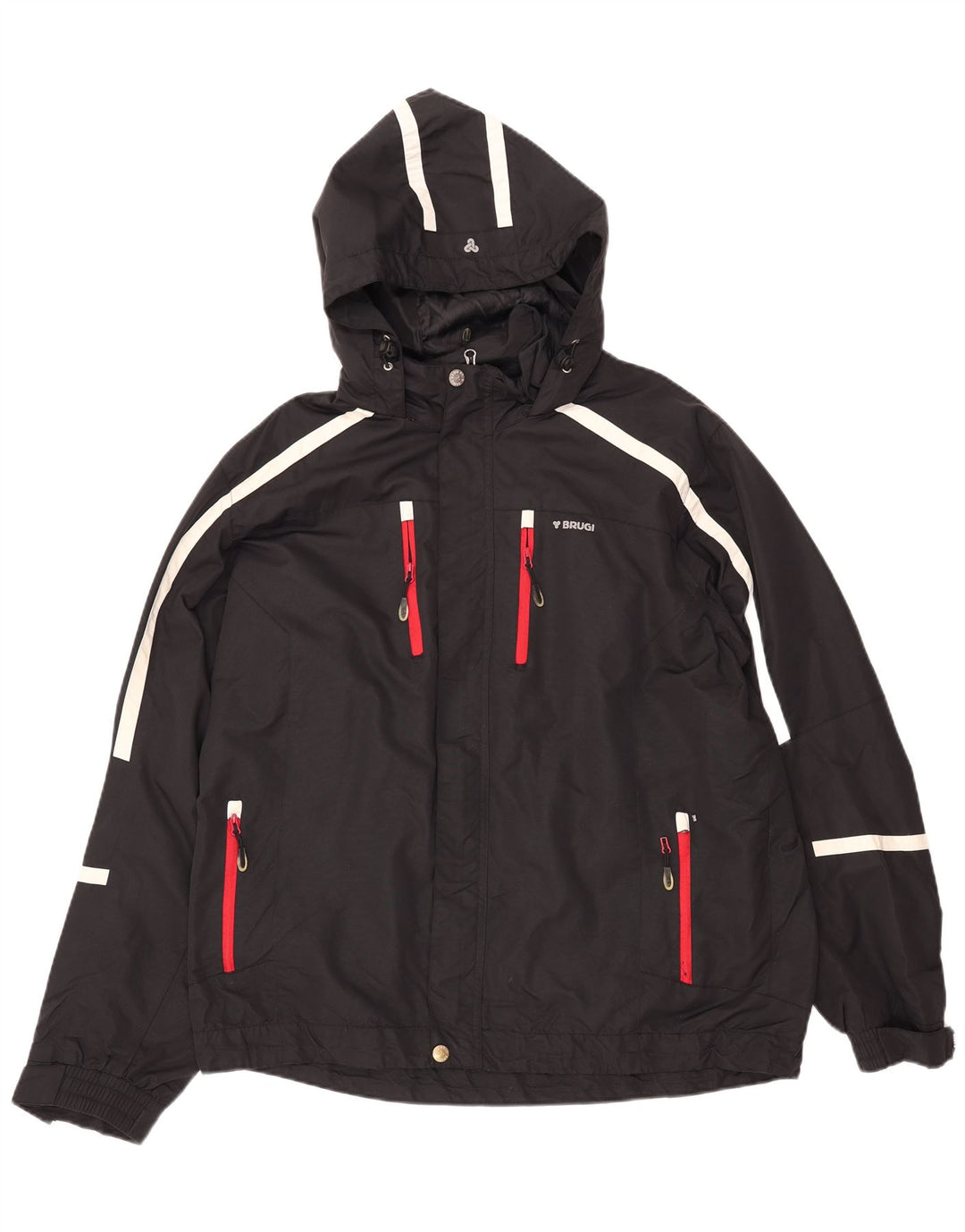 BRUGI Muška kišna jakna s kapuljačom UK 42 XL crna na pruge