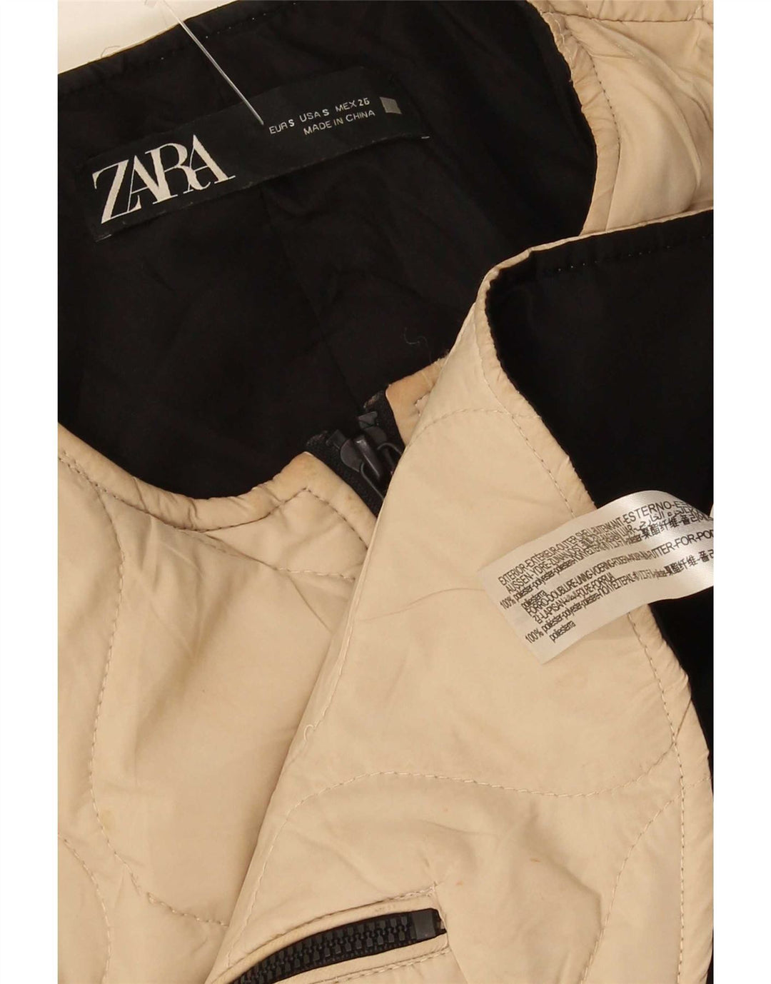 Zara ženska prevelika prošivena jakna UK 10 Small Beige Poliester