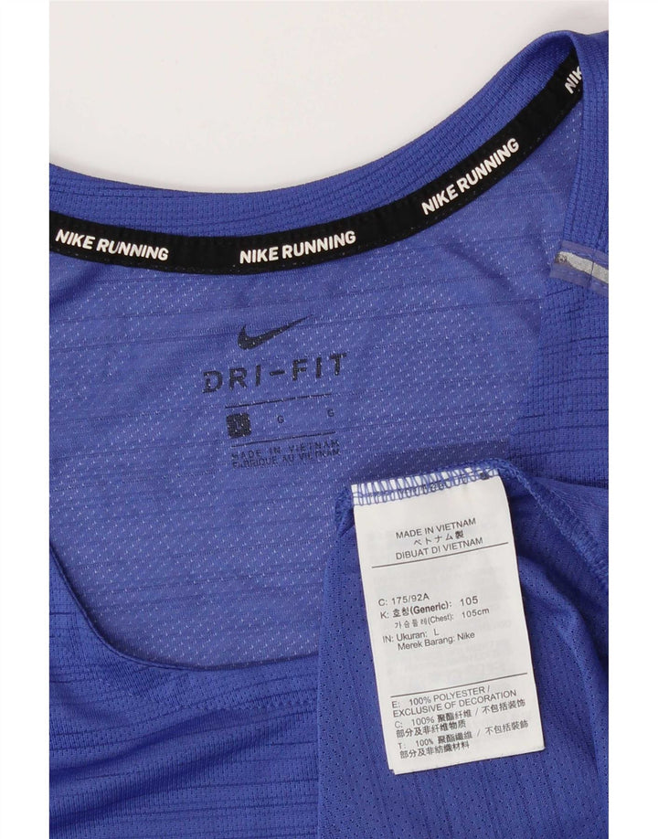 Nike Dri Fit Vest Top Large Blue Pinstripe Poliester