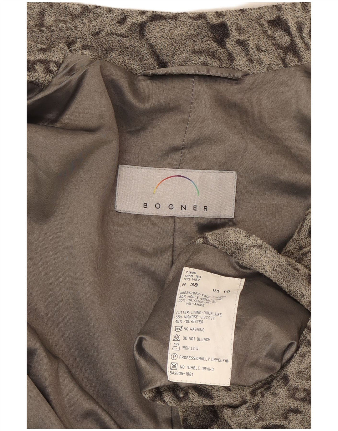 BOGNER Ženska jakna sako s 5 gumba US 10 Large Grey Paisley vuna