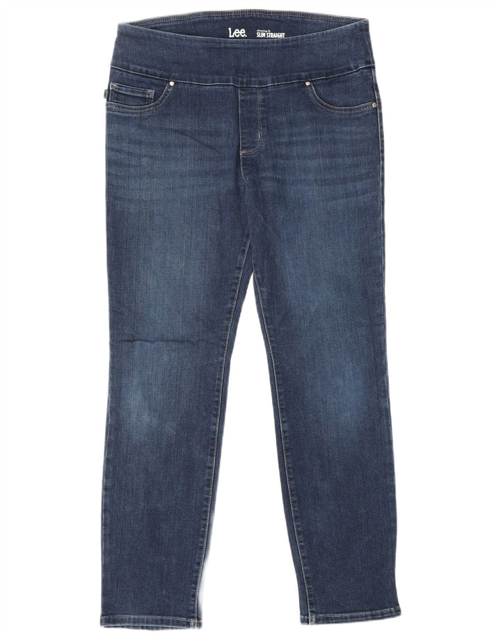 LEE Ženske ravne traperice visokog struka za mršavljenje US 12 Large W30 L27 Plave