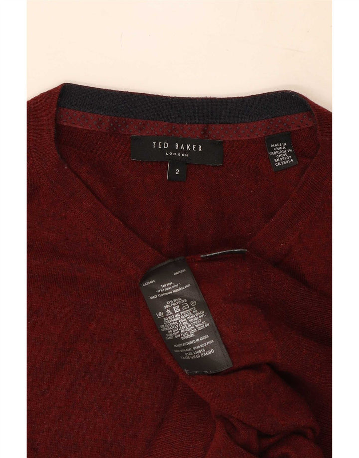 Ted Baker Muški džemper s V-izrezom Veličina 2 Mali crveni vuneni