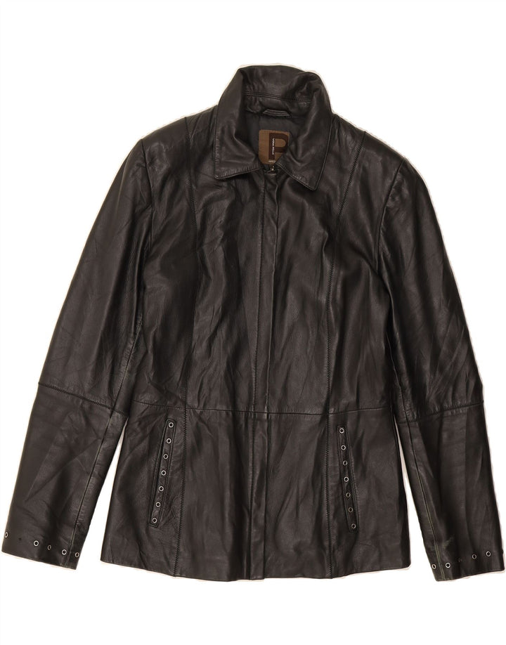CONBIPEL Womens Leather Jacket IT 44 Medium Black Leather Vintage Conbipel and Second-Hand Conbipel from Messina Hembry 