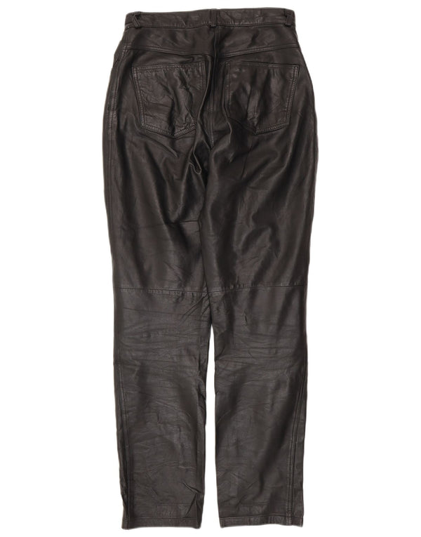 VINTAGE Ženske sužene kožne hlače UK 10 Male W28 L30 Crna koža