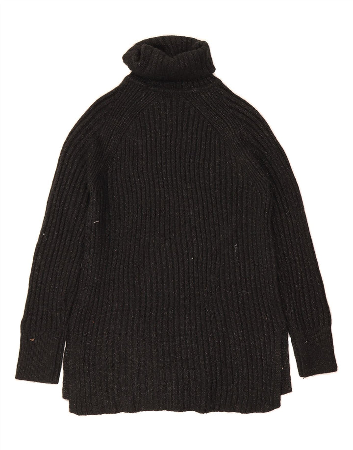 MARKS & SPENCER Womens Roll Neck Jumper Sweater UK 10 Small Black Flecked Vintage Marks & Spencer and Second-Hand Marks & Spencer from Messina Hembry 