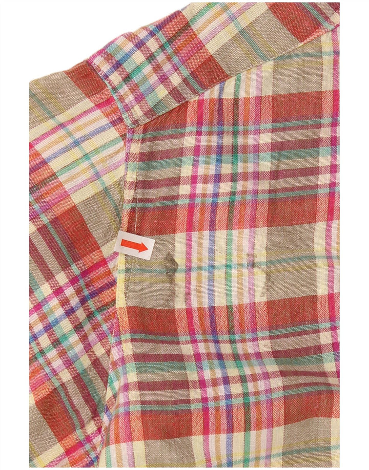 Vintage muška košulja kratkih rukava Srednje raznobojni karirani pamuk