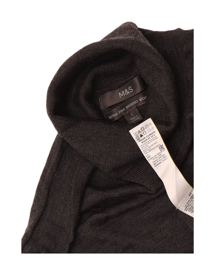 Marks & Spencer muški pulover s rol izrezom, velika siva merino vuna