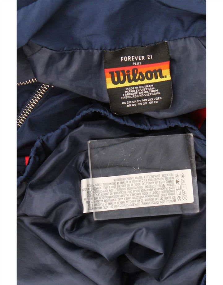 WILSON Ženska prevelika jakna s grafičkom vjetrovkom UK 22 2XL tamnoplava