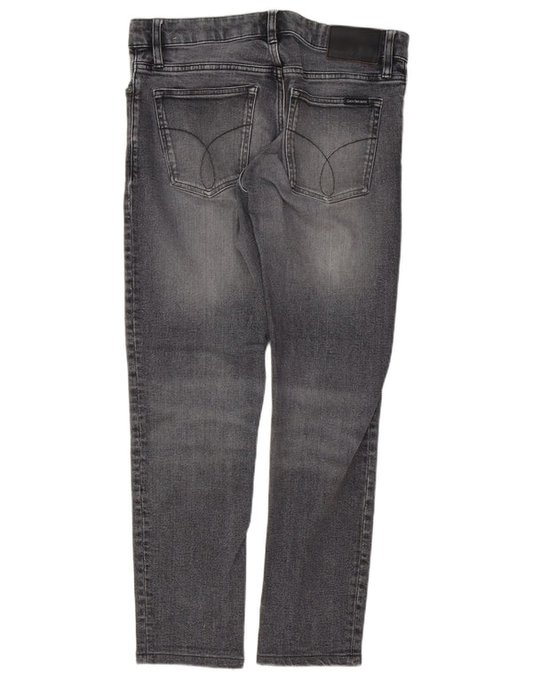 CALVIN KLEIN Muške ravne traperice W32 L28 Sivi pamuk