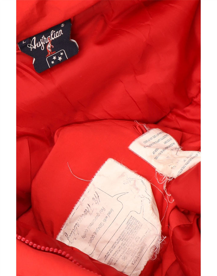 AUSTRALIAN L'ALPINA Ženski podstavljeni kaput s kapuljačom UK 16 Veliki crveni poliester