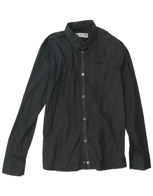 BIKKEMBERGS Mens Graphic Shirt Large Black Cotton