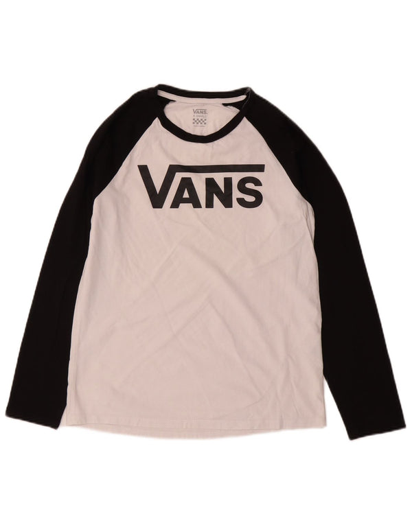 Vans Womens Graphic Top Long Sleeve UK 6 XS White Colourblock Cotton