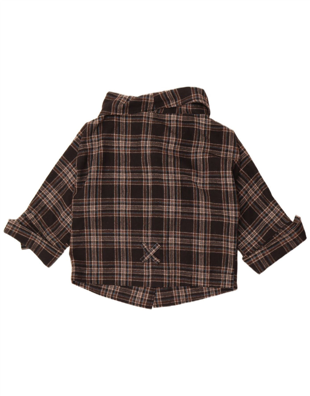 Vintage ženska bomber jakna UK 10 Mala smeđa karirana vuna