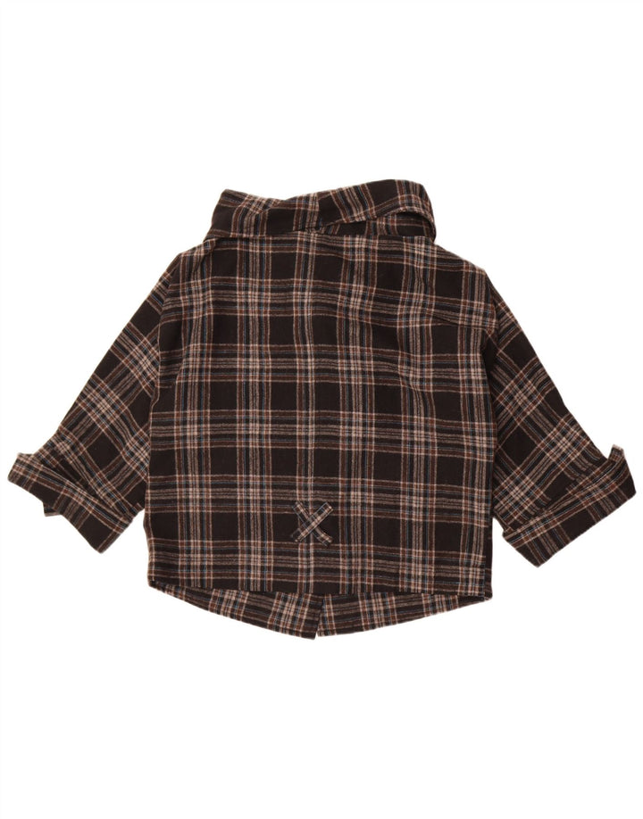 Vintage ženska bomber jakna UK 10 Mala smeđa karirana vuna