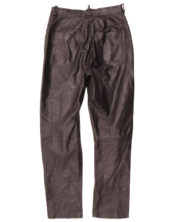 VINTAGE ženske ravne hlače IT 42 srednje W28 L29 crna koža