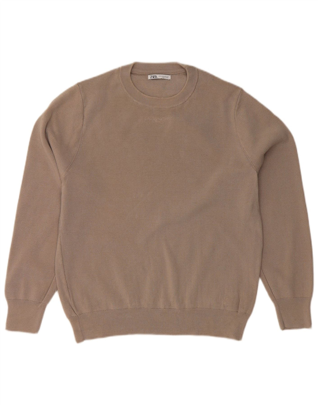 ZARA ženski džemper s okruglim izrezom UK 14 srednje sivi pamuk